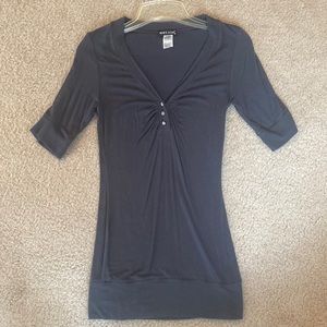 Wet Seal XS gray shirt with v-neck and jewel buttons, excellent condition